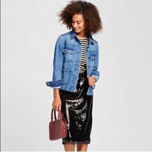 black sequin pencil skirt outfit